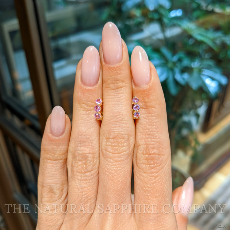 0.59 Ct.Tw. Pink Sapphire Pave Earrings, 14K Yellow Gold