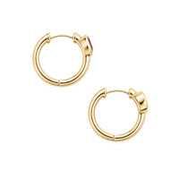 0.85&nbsp;Ct.Tw.Total Carat Weight Ruby Hoops Earrings, 14K Yellow Gold Image