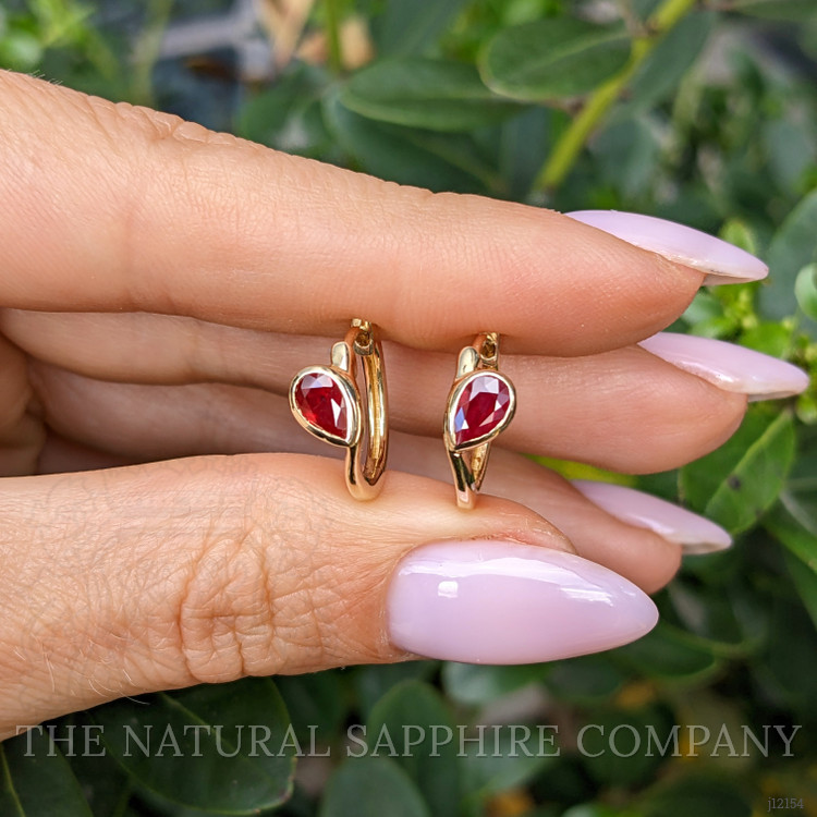 0.85 Ct.Tw. Ruby Hoops Earrings, 14K Yellow Gold