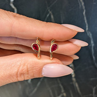 0.85 Ct.Tw.Total Carat Weight Ruby Hoops Earrings, 14K Yellow Gold Life Style