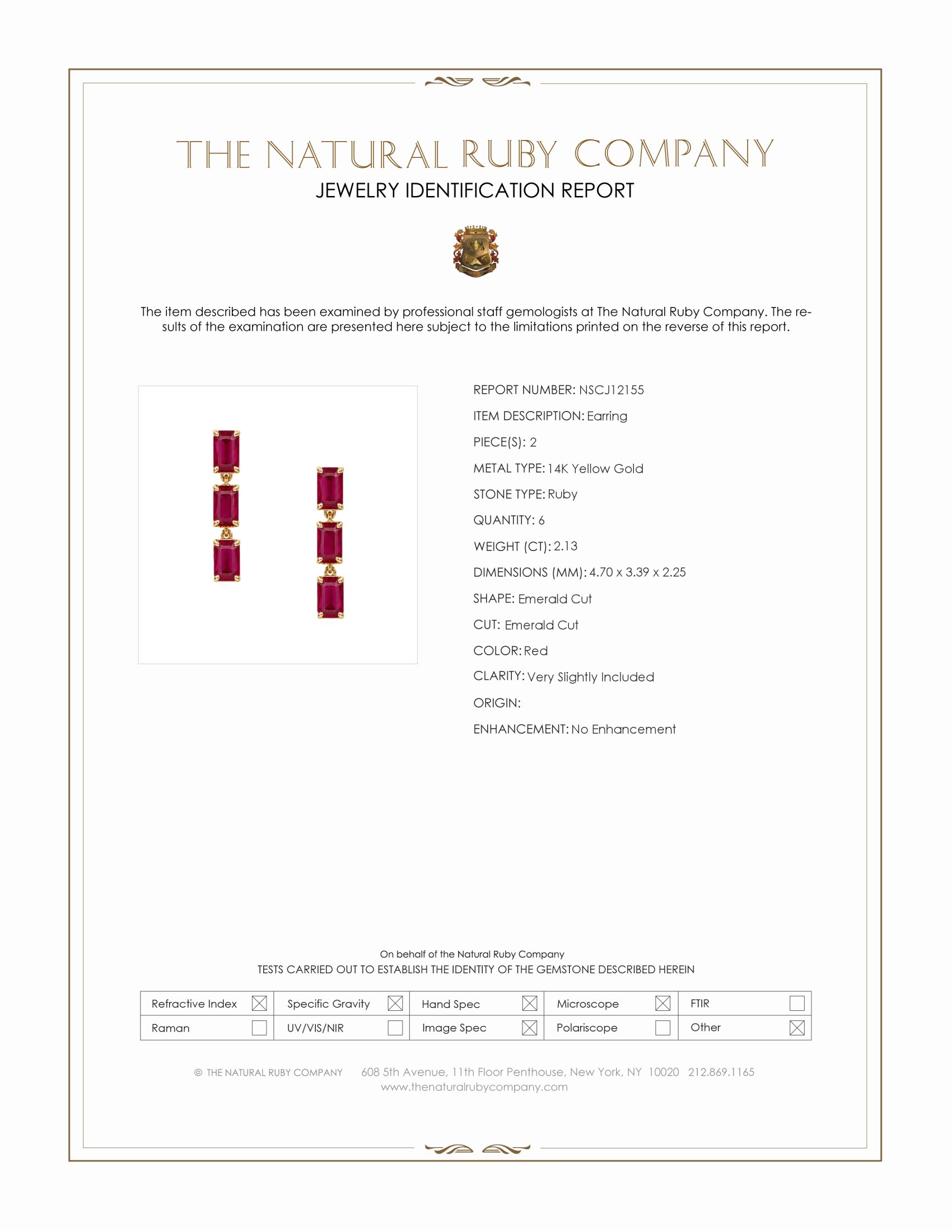 2.13 Ct.Tw. Ruby Drops Earrings, 14K Yellow Gold