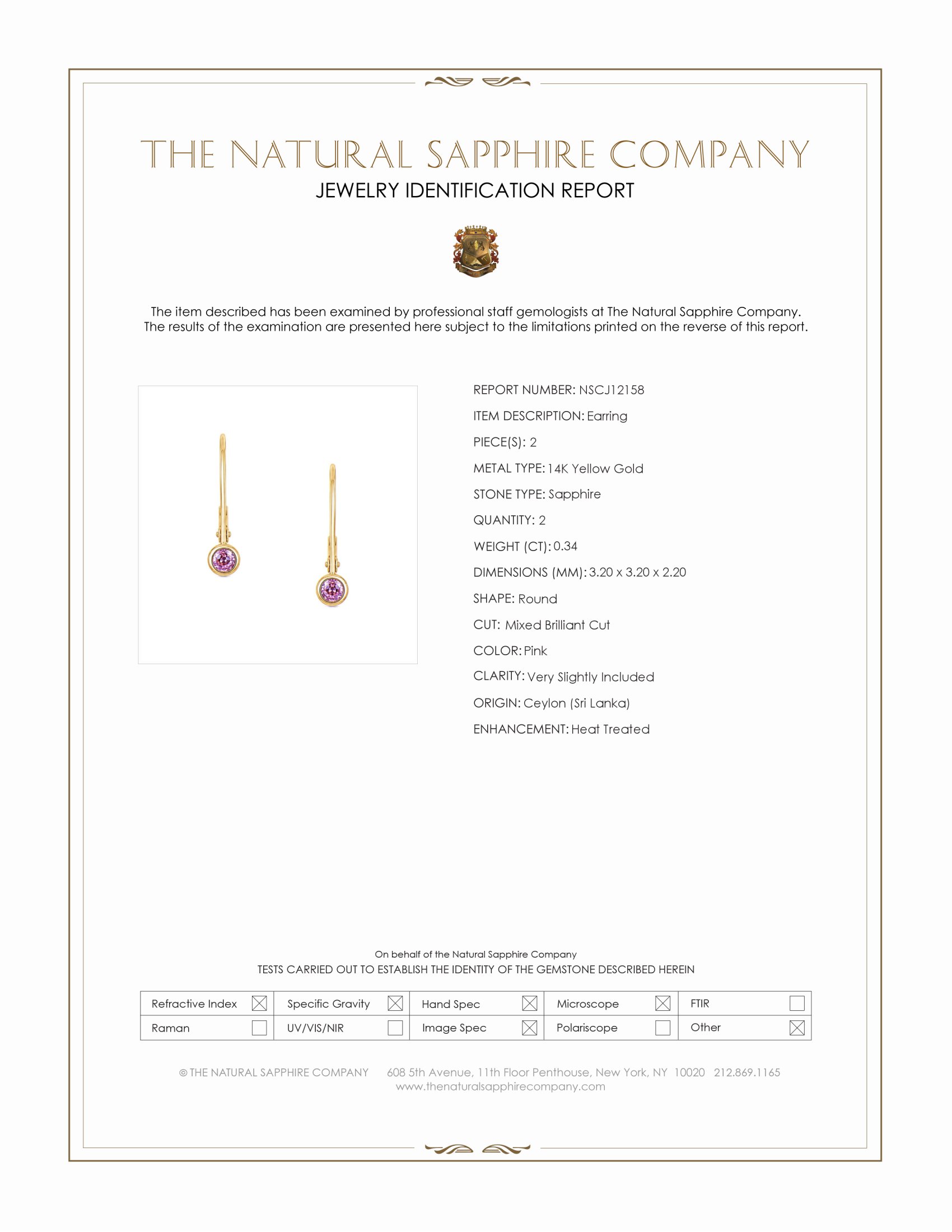 0.34 Ct.Tw. Pink Sapphire Bezel Earrings, 14K Yellow Gold