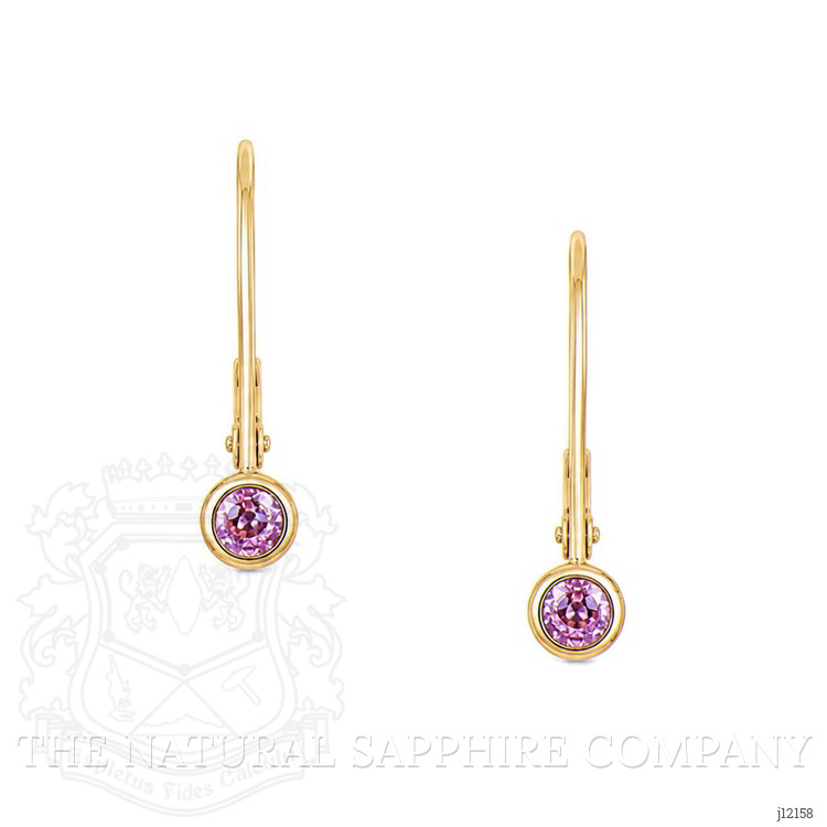 0.34 Ct.Tw. Pink Sapphire Bezel Earrings, 14K Yellow Gold