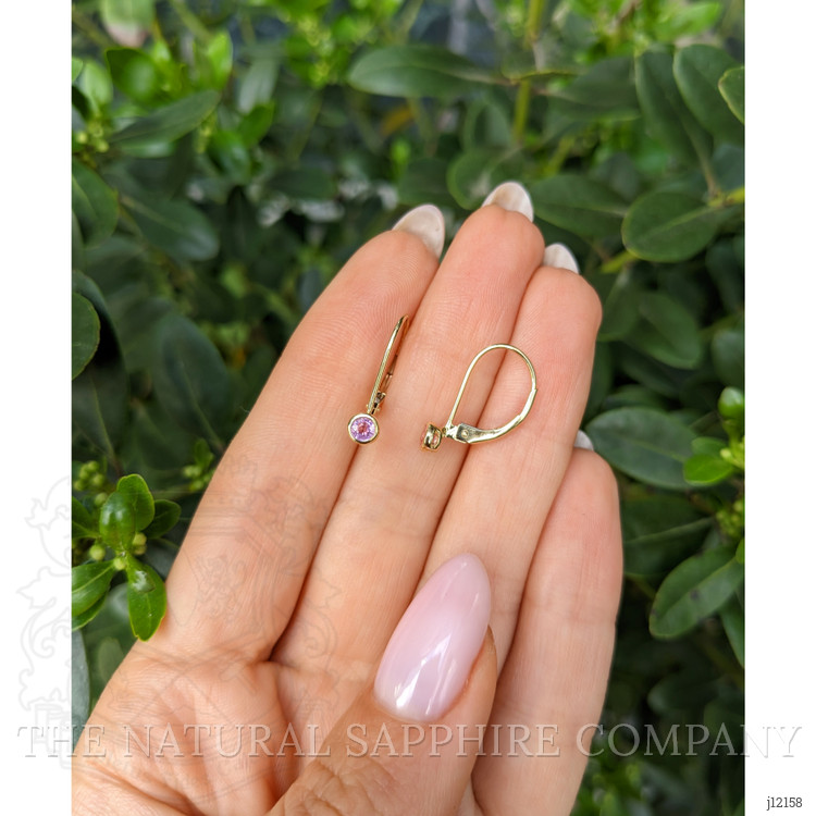 0.34 Ct.Tw. Pink Sapphire Bezel Earrings, 14K Yellow Gold