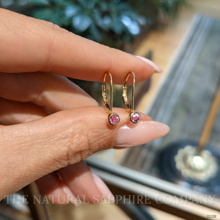 0.34 Ct.Tw. Pink Sapphire Bezel Earrings, 14K Yellow Gold