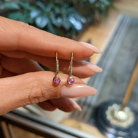 0.34&nbsp;Ct.Tw.Total Carat Weight Pink Sapphire Bezel Earrings, 14K Yellow Gold Life Style