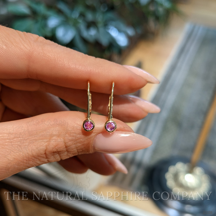 0.34 Ct.Tw. Pink Sapphire Bezel Earrings, 14K Yellow Gold