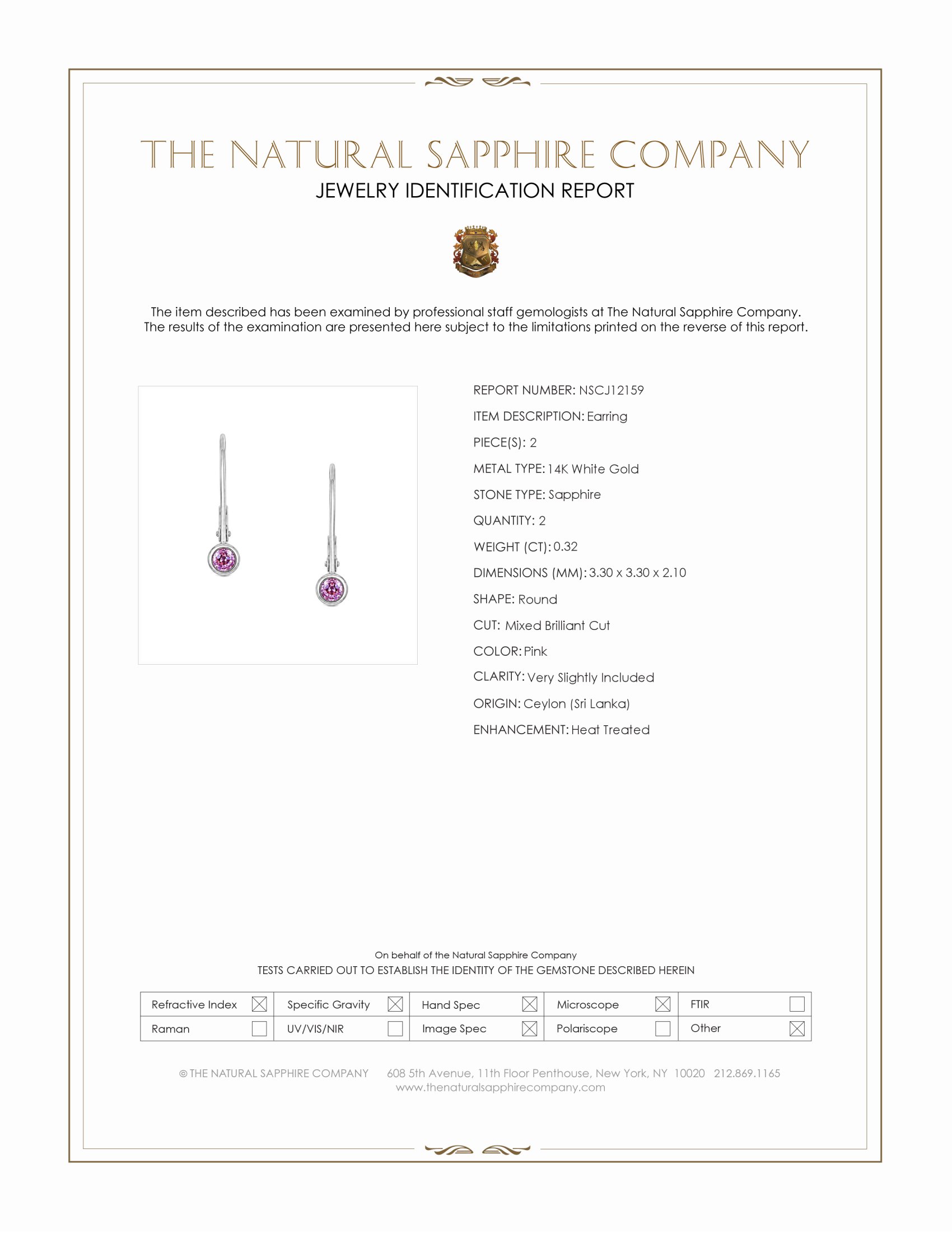 0.32 Ct.Tw. Pink Sapphire Bezel Earrings, 14K White Gold