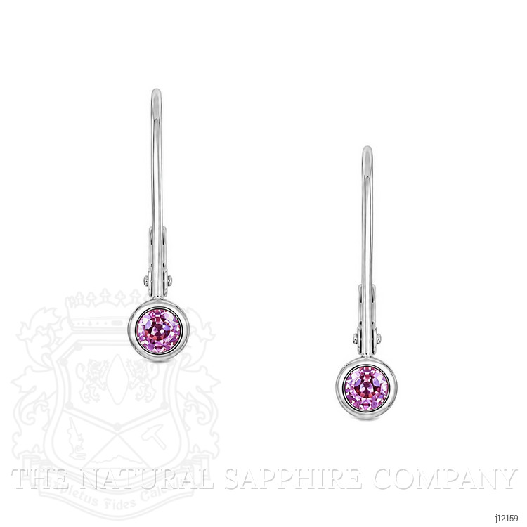 0.32 Ct.Tw. Pink Sapphire Bezel Earrings, 14K White Gold
