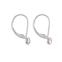 0.32&nbsp;Ct.Tw.Total Carat Weight Pink Sapphire Bezel Earrings, 14K White Gold Image