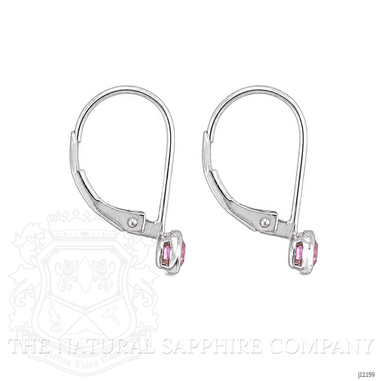 0.32 Ct.Tw. Pink Sapphire Bezel Earrings, 14K White Gold