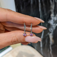 0.32&nbsp;Ct.Tw.Total Carat Weight Pink Sapphire Bezel Earrings, 14K White Gold Life Style