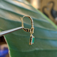 0.51&nbsp;Ct.Tw.Total Carat Weight Emerald and Natural Diamond Halo Earrings, 14K Yellow Gold Life Style