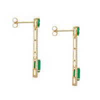 2.21&nbsp;Ct.Tw.Total Carat Weight Emerald and Natural Diamond Pave Earrings, 14K Yellow Gold Image