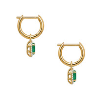 0.48 Ct.Tw.Total Carat Weight Emerald and Natural Diamond Halo Earrings, 14K Yellow Gold Image