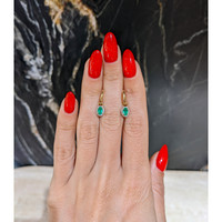0.48&nbsp;Ct.Tw.Total Carat Weight Emerald and Natural Diamond Halo Earrings, 14K Yellow Gold Life Style