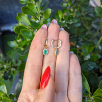 0.48 Ct.Tw.Total Carat Weight Emerald and Natural Diamond Halo Earrings, 14K Yellow Gold Life Style