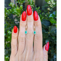 0.48 Ct.Tw.Total Carat Weight Emerald and Natural Diamond Halo Earrings, 14K Yellow Gold Life Style