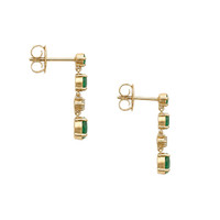 0.71 Ct.Tw.Total Carat Weight Emerald and Natural Diamond Drops Earrings, 14K Yellow Gold Image