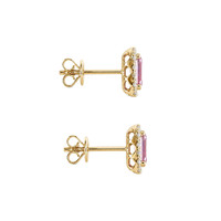 1.11&nbsp;Ct.Tw.Total Carat Weight Pink Sapphire and Natural Diamond Studs Earrings, 14K Yellow Gold Image