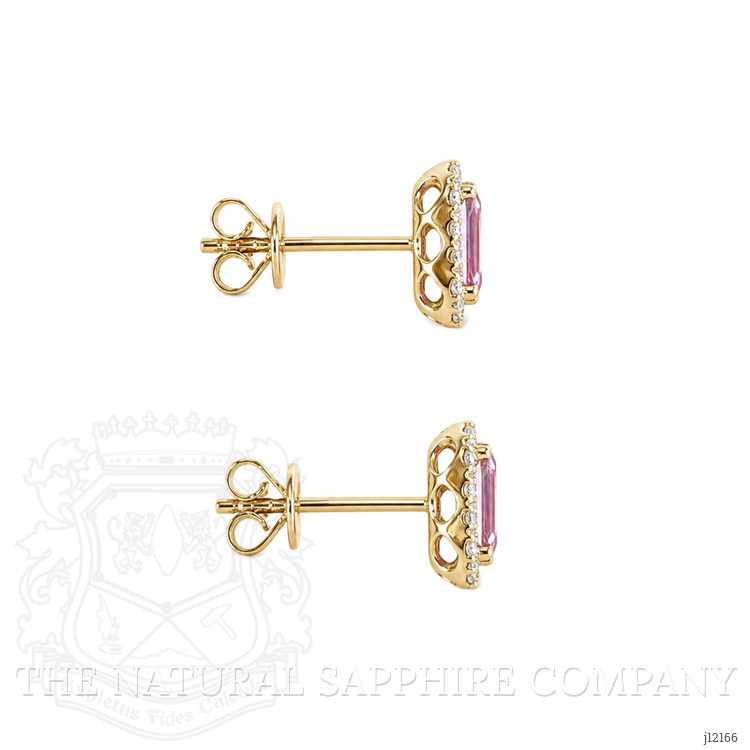 1.11 Ct.Tw. Pink Sapphire and Natural Diamond Studs Earrings, 14K Yellow Gold