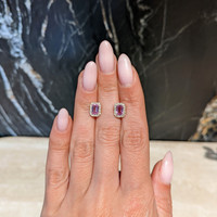 1.11&nbsp;Ct.Tw.Total Carat Weight Pink Sapphire and Natural Diamond Studs Earrings, 14K Yellow Gold Life Style