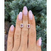 1.11&nbsp;Ct.Tw.Total Carat Weight Pink Sapphire and Natural Diamond Studs Earrings, 14K Yellow Gold Life Style