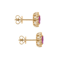 1.06 Ct.Tw.Total Carat Weight Pink Sapphire and Natural Diamond Studs Earrings, 14K Yellow Gold Image