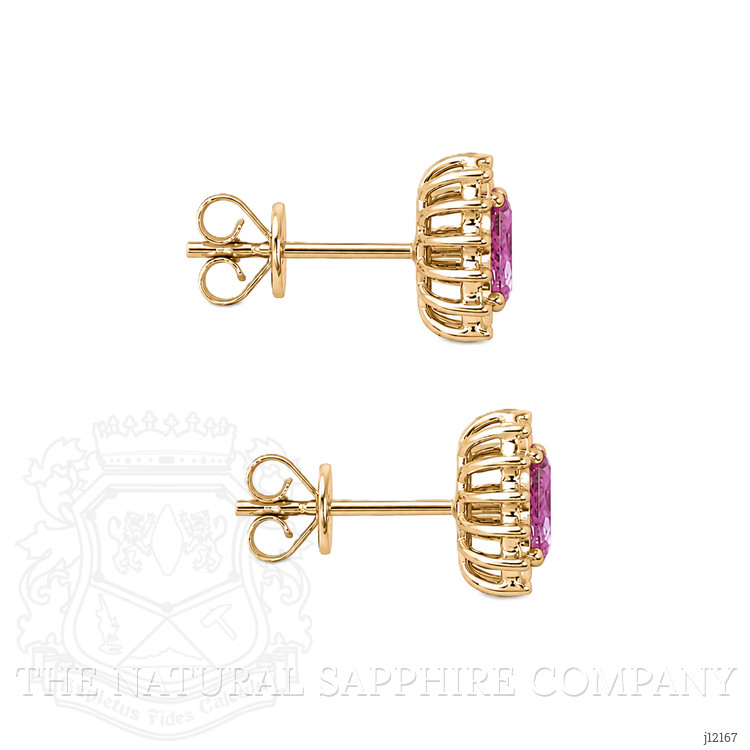 1.06 Ct.Tw. Pink Sapphire and Natural Diamond Studs Earrings, 14K Yellow Gold