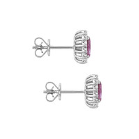 0.90&nbsp;Ct.Tw.Total Carat Weight Pink Sapphire and Natural Diamond Studs Earrings, 14K White Gold Image