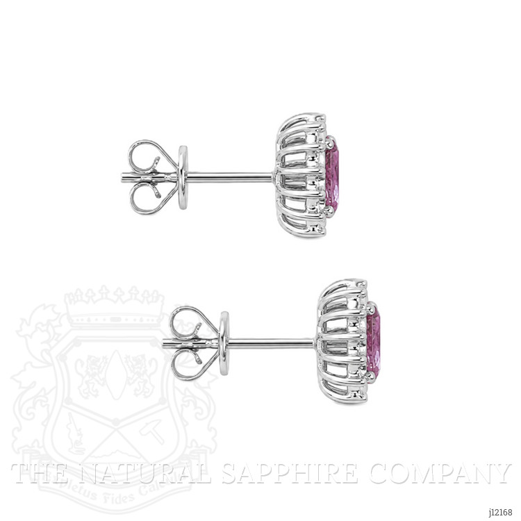 0.90 Ct.Tw. Pink Sapphire and Natural Diamond Studs Earrings, 14K White Gold