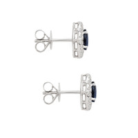 1.53 Ct.Tw.Total Carat Weight Blue Sapphire and Natural Diamond Studs Earrings, 14K White Gold Image