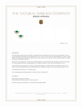 0.82 Ct.Tw.Total Carat Weight Emerald and Natural Diamond Studs Earrings, 14K Yellow Gold Appraisal