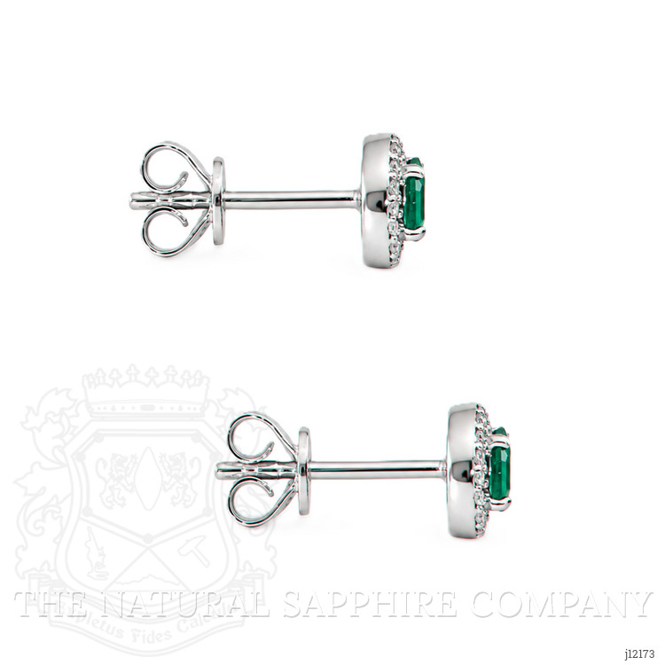 0.33 Ct.Tw. Emerald and Natural Diamond Studs Earrings, 14K White Gold