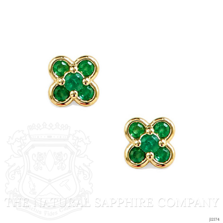 0.22 Ct.Tw. Emerald Studs Earrings, 14K Yellow Gold