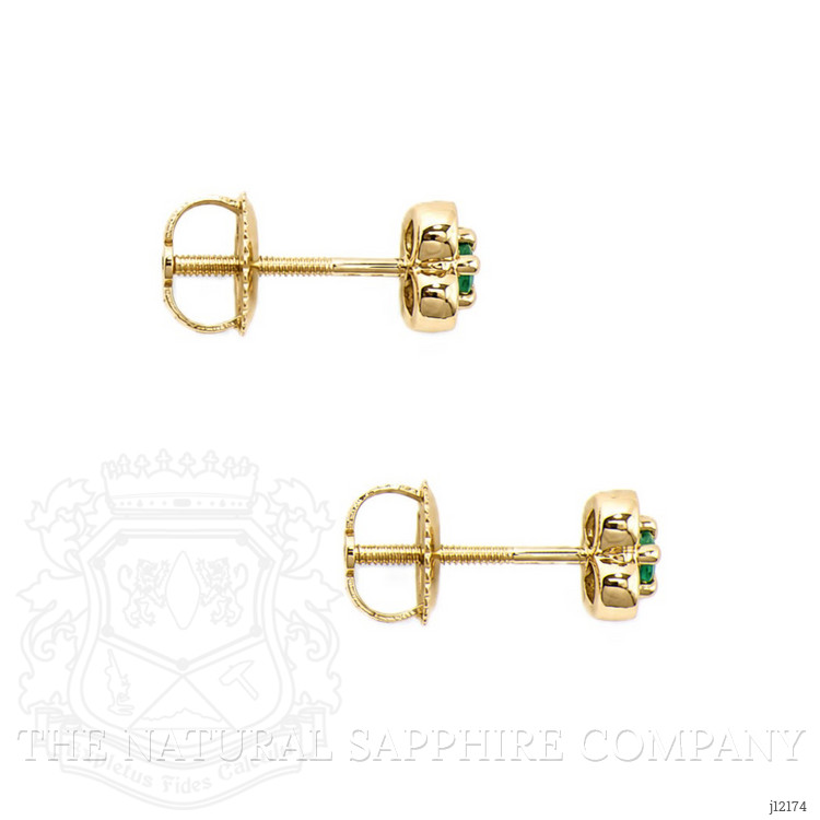 0.22 Ct.Tw. Emerald Studs Earrings, 14K Yellow Gold