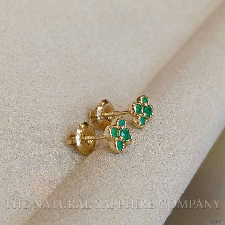 0.22 Ct.Tw. Emerald Studs Earrings, 14K Yellow Gold