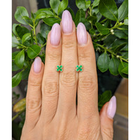 0.22 Ct.Tw.Total Carat Weight Emerald Studs Earrings, 14K Yellow Gold Life Style