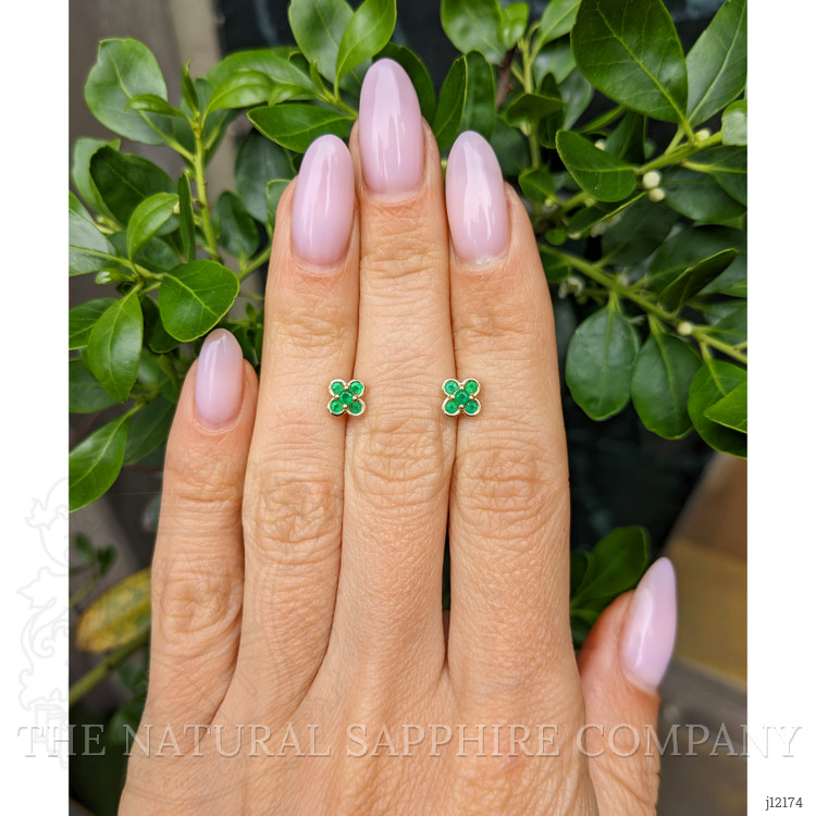 0.22 Ct.Tw. Emerald Studs Earrings, 14K Yellow Gold