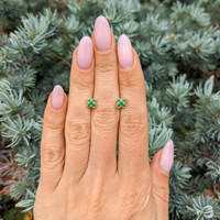 0.22 Ct.Tw.Total Carat Weight Emerald Studs Earrings, 14K Yellow Gold Life Style