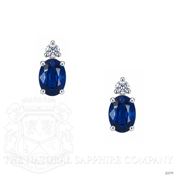 1.09 Ct.Tw. Blue Sapphire and Natural Diamond Drops Earrings, 14K White Gold