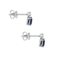1.09&nbsp;Ct.Tw.Total Carat Weight Blue Sapphire and Natural Diamond Drops Earrings, 14K White Gold Image