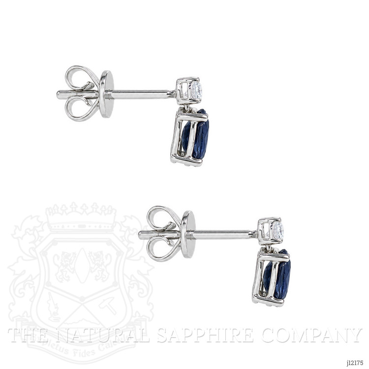 1.09 Ct.Tw. Blue Sapphire and Natural Diamond Drops Earrings, 14K White Gold
