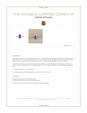 1.05 Ct. Purple Sapphire and Natural Diamond Three Stone Ring, 14K White Gold Appraisal