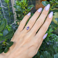 1.05 Ct. Purple Sapphire and Natural Diamond Three Stone Ring, 14K White Gold Life Style