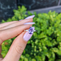 1.05 Ct. Purple Sapphire and Natural Diamond Three Stone Ring, 14K White Gold Life Style