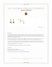 0.28&nbsp;Ct.Tw.Total Carat Weight Emerald and Natural Diamond Pave Earrings, 14K Yellow Gold Appraisal