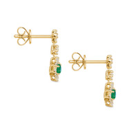 0.28 Ct.Tw.Total Carat Weight Emerald and Natural Diamond Pave Earrings, 14K Yellow Gold Image