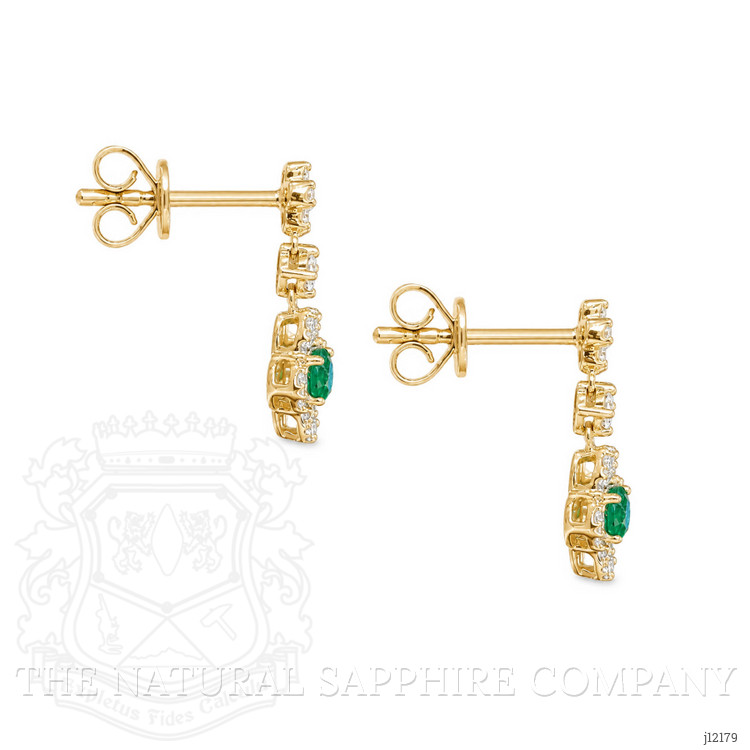 0.28 Ct.Tw. Emerald and Natural Diamond Pave Earrings, 14K Yellow Gold