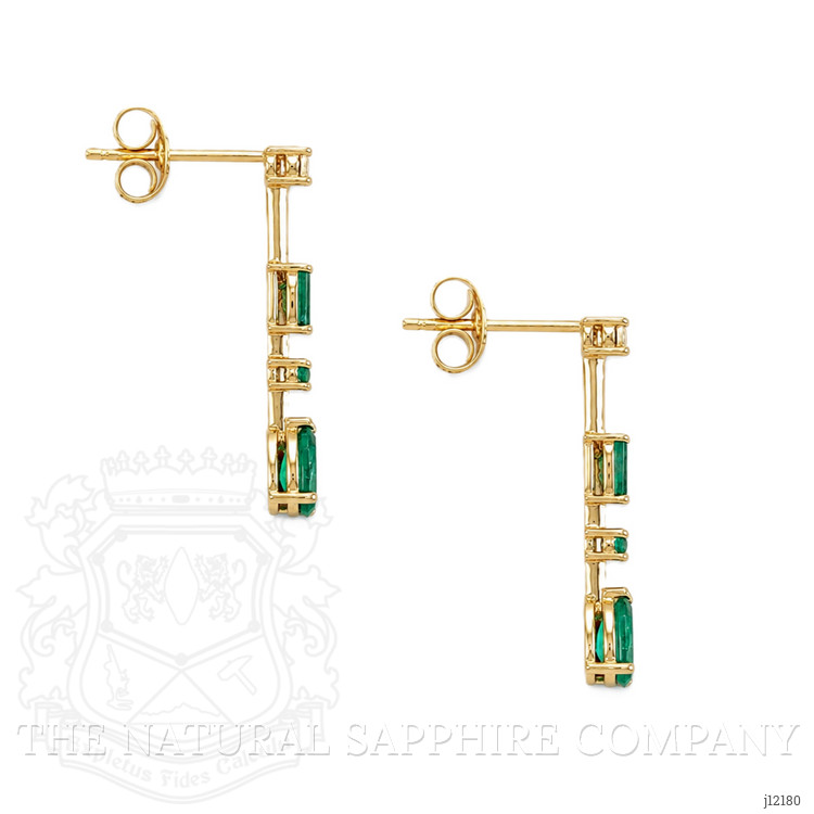 1.10 Ct.Tw. Emerald and Natural Diamond Drops Earrings, 14K Yellow Gold